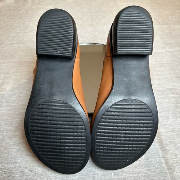 Rare HUMAND Ankle Boot Back Zip Rounded Block Heel Tan Brown Leather Woman 7.5 - Picture 10 of 13